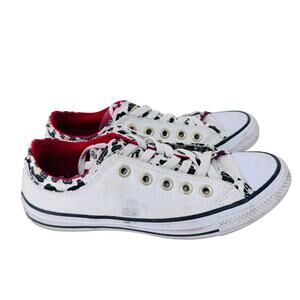 Converse Chuck Taylor All Star Sneakers Women's 7 White Leopard Double‎ Tongue